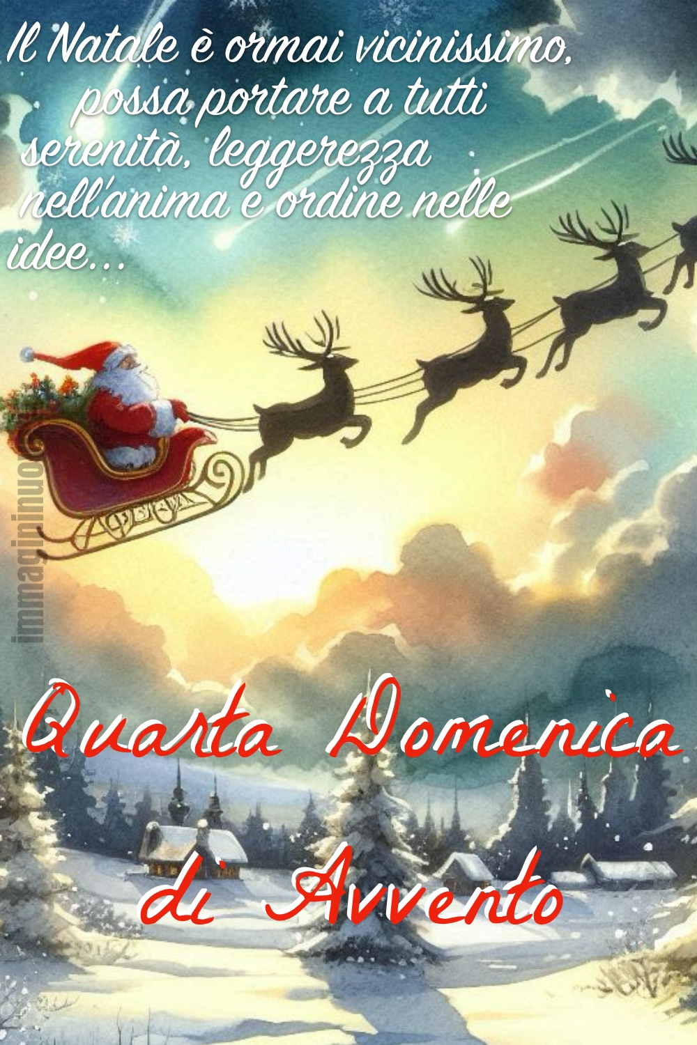 Immagini per la Quarta Domenica d'Avvento con Babbo Natale e la slitta.