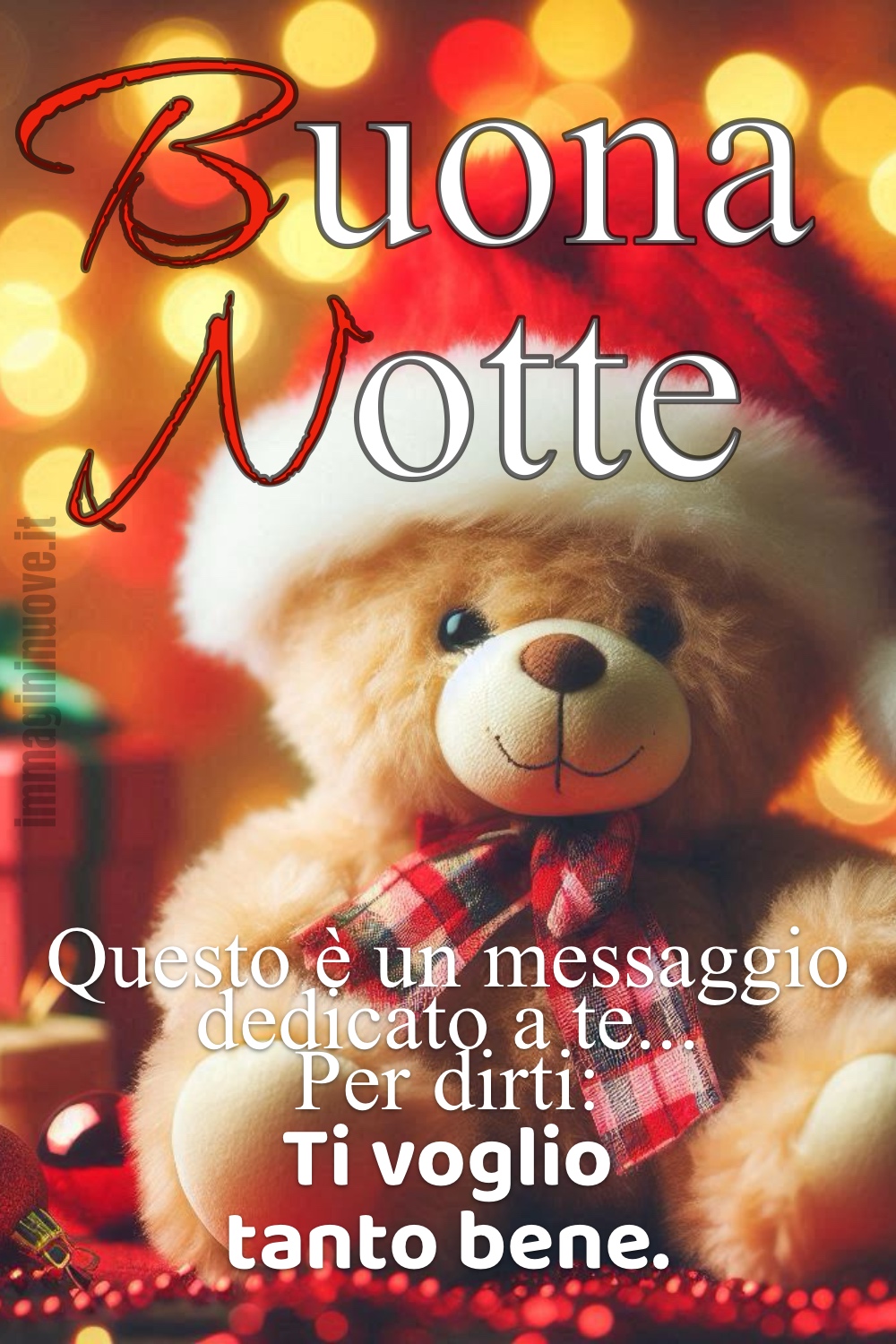 Buona Notte orsacchiotto di peluche natalizio